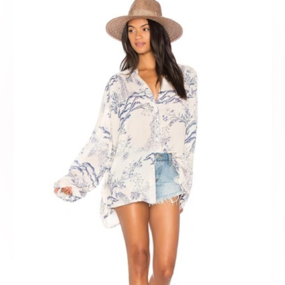Free People Womens Metallic Blooms Top Large